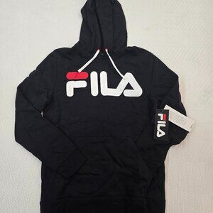Fila Heritage Men's Basic Black Hoodie w Logo Front & Pocket Size Small